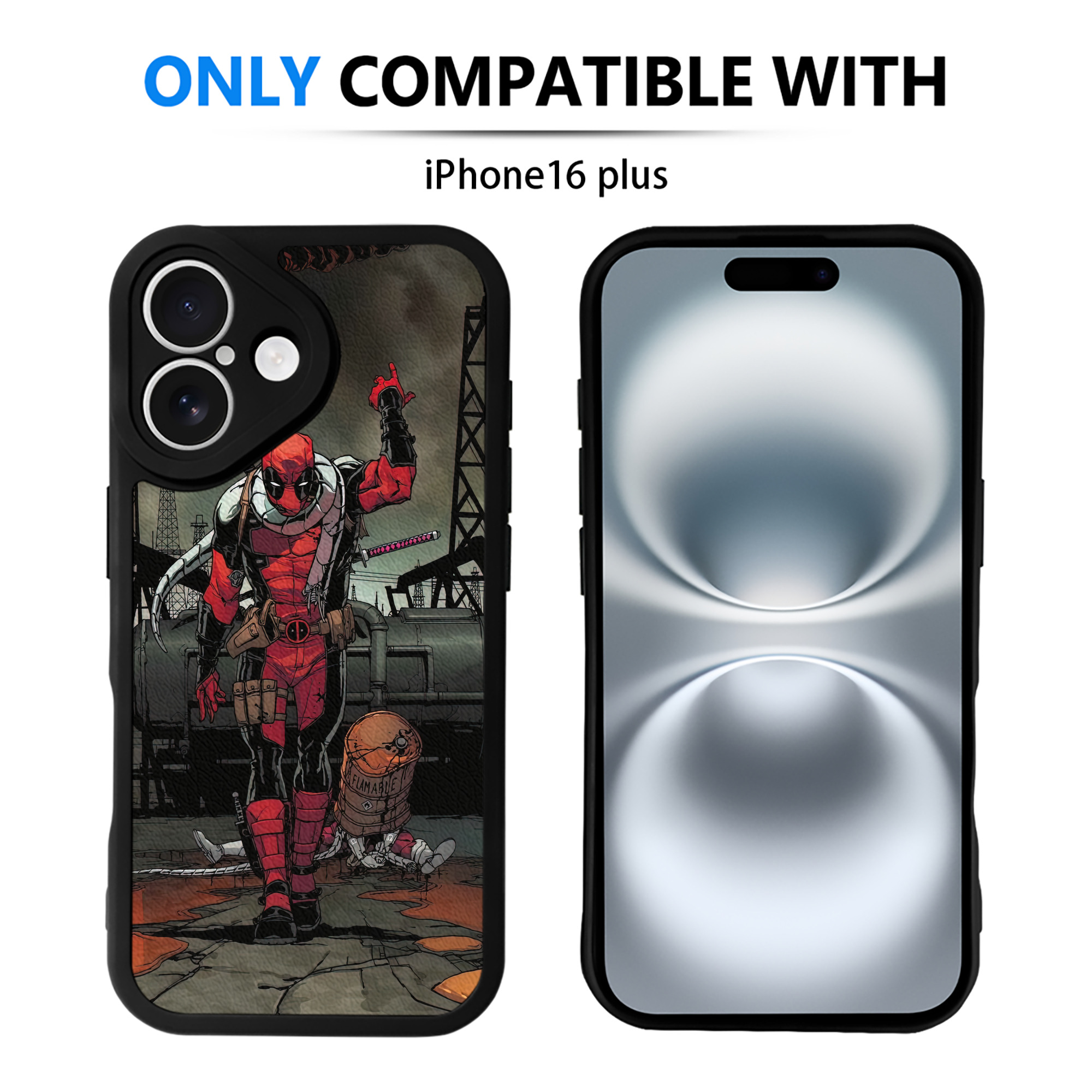 （画像用） Deadpool デッドプール 【iPhone 16シリーズ対応】シリコンスマホケース（レザー調） 材質：シリコン